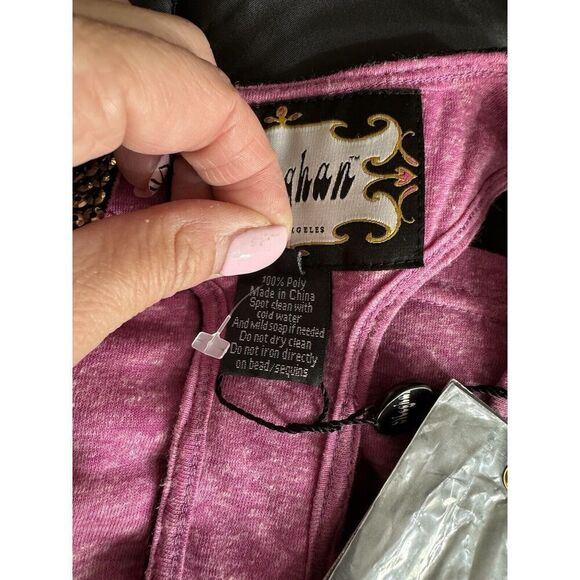 MEGHAN LA Top Womens SZ S Purple Beaded Sequin Razorback Tank  BOHO Peasant  NWT - Picture 4 of 8